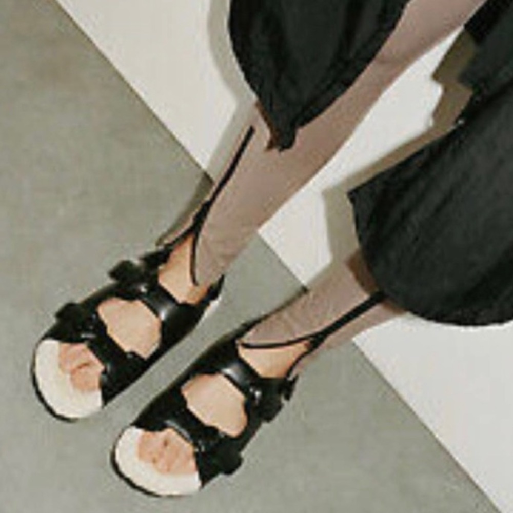 Zara dad sandal sherpa faux leather euro 40